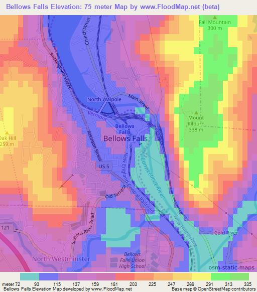 Elevation of Bellows Falls,US Elevation Map, Topography, Contour