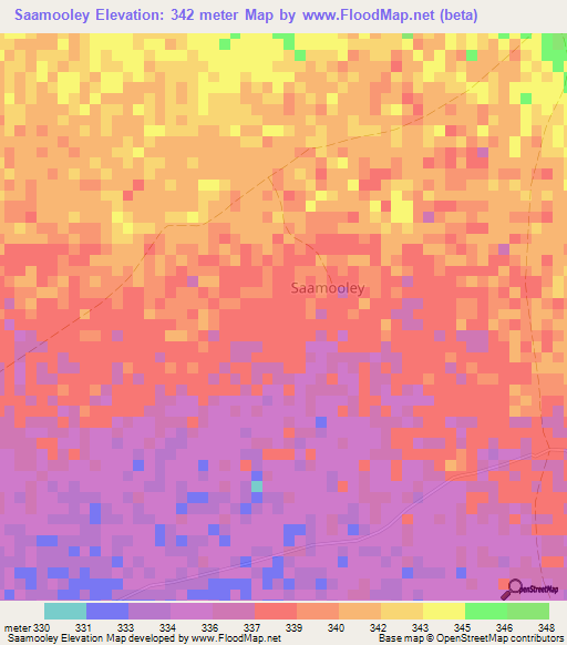 Saamooley,Somalia Elevation Map