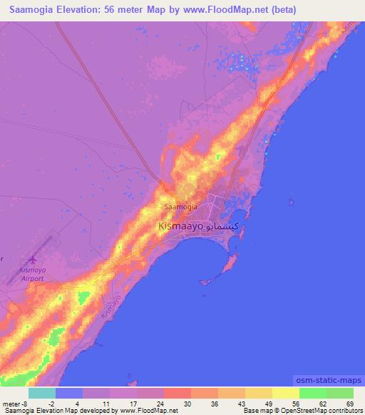 Saamogia,Somalia Elevation Map