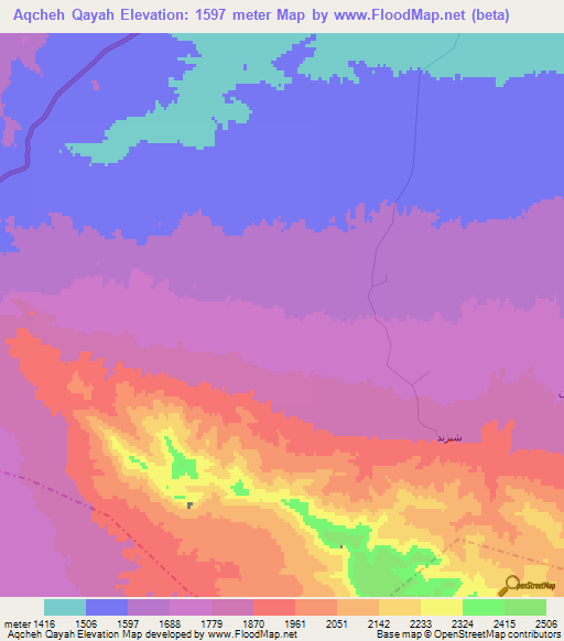 Aqcheh Qayah,Iran Elevation Map