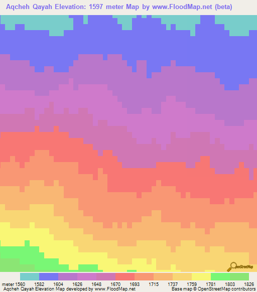 Aqcheh Qayah,Iran Elevation Map