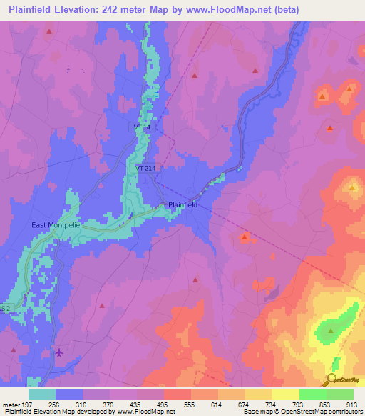 Elevation of Plainfield,US Elevation Map, Topography, Contour