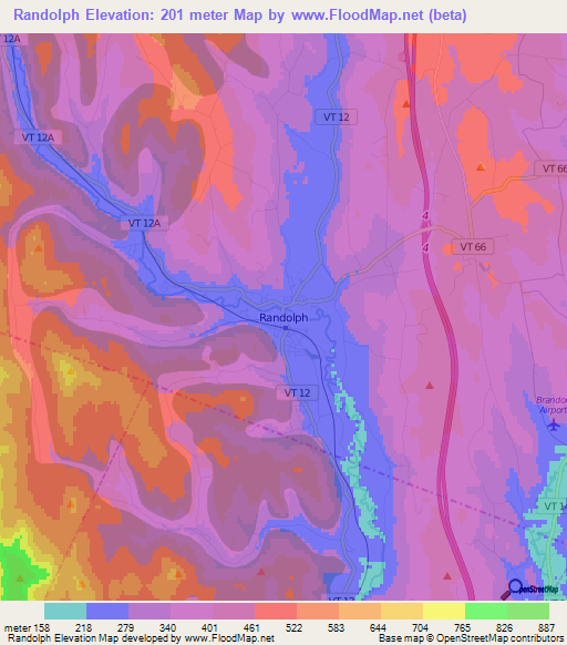 Randolph,US Elevation Map