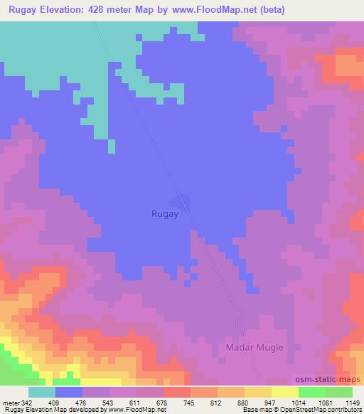 Rugay,Somalia Elevation Map
