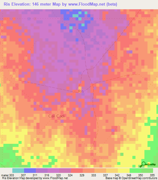 Ris,Somalia Elevation Map