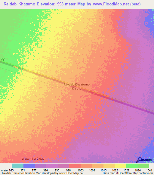Reidab Khatumo,Somalia Elevation Map