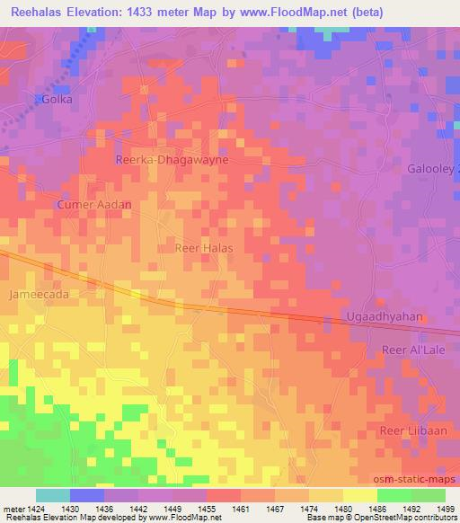 Reehalas,Somalia Elevation Map