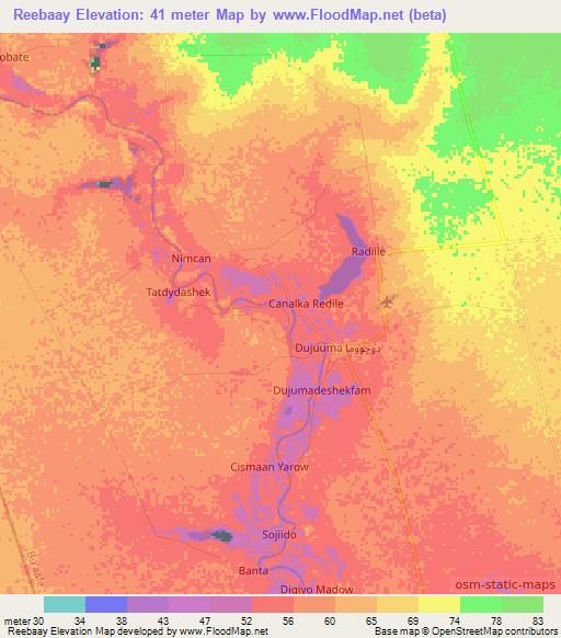 Reebaay,Somalia Elevation Map