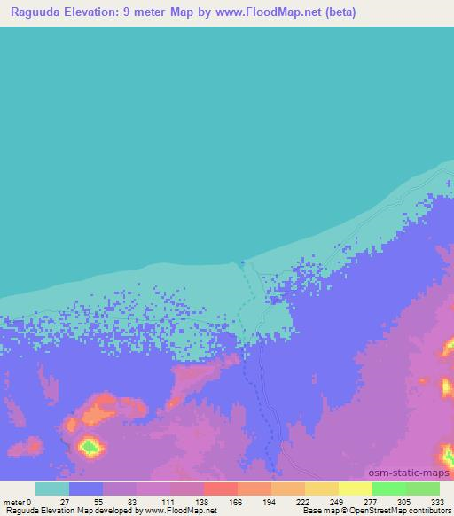 Raguuda,Somalia Elevation Map
