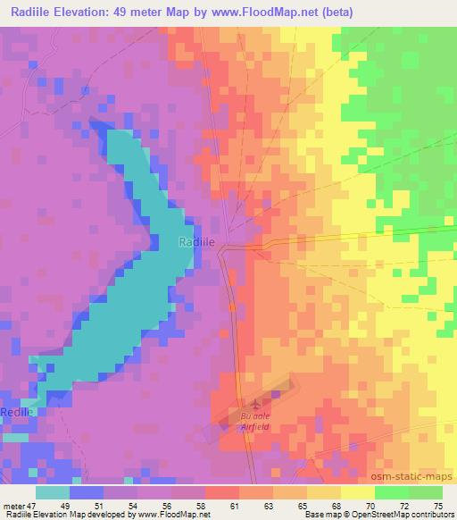 Radiile,Somalia Elevation Map