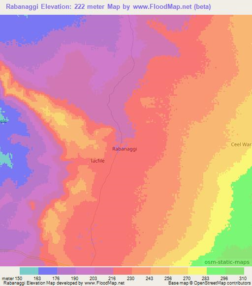 Rabanaggi,Somalia Elevation Map