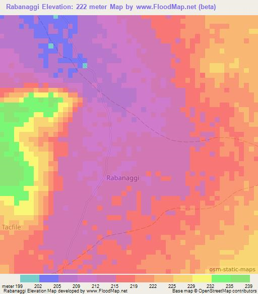 Rabanaggi,Somalia Elevation Map