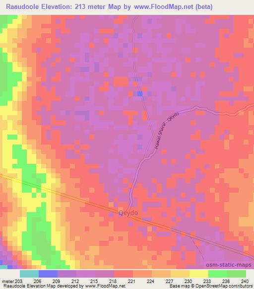 Raaudoole,Somalia Elevation Map
