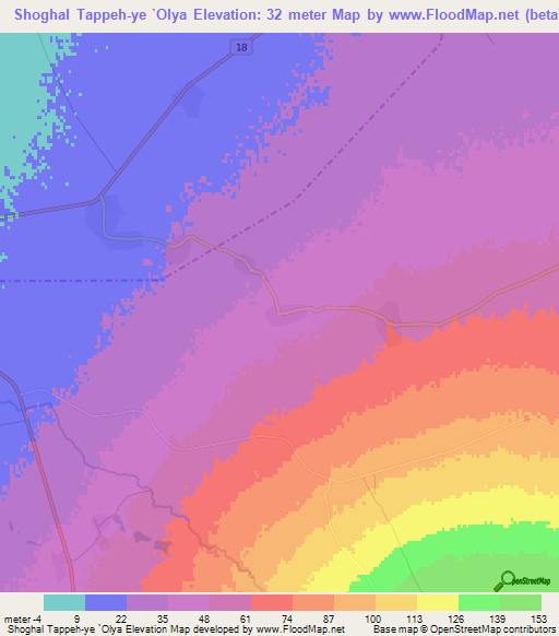 Shoghal Tappeh-ye `Olya,Iran Elevation Map