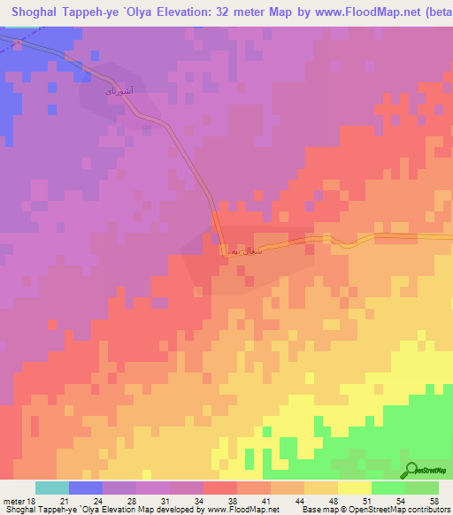 Shoghal Tappeh-ye `Olya,Iran Elevation Map