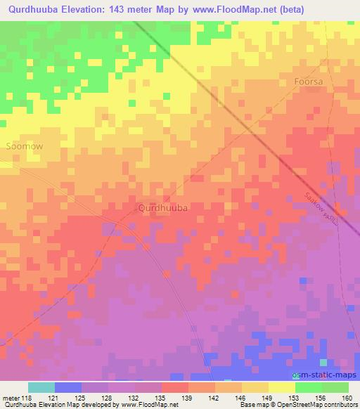 Qurdhuuba,Somalia Elevation Map