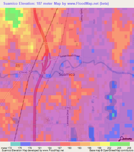 Elevation of Suamico,US Elevation Map, Topography, Contour