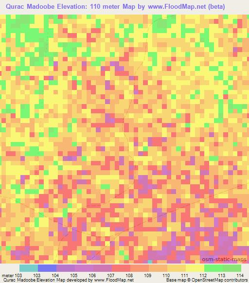 Qurac Madoobe,Somalia Elevation Map