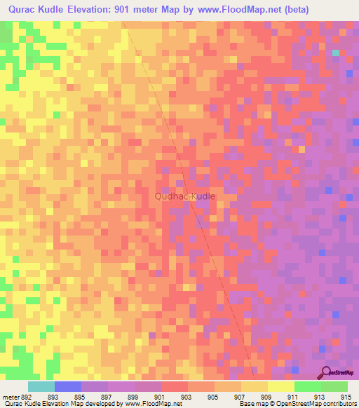 Qurac Kudle,Somalia Elevation Map