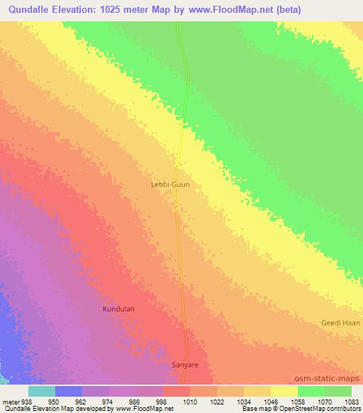 Qundalle,Somalia Elevation Map