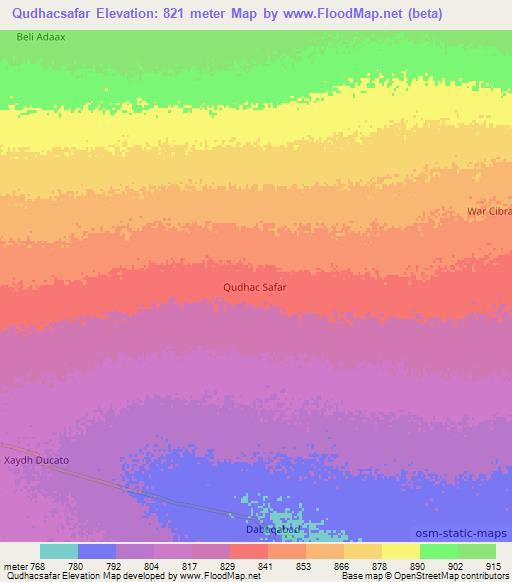Qudhacsafar,Somalia Elevation Map
