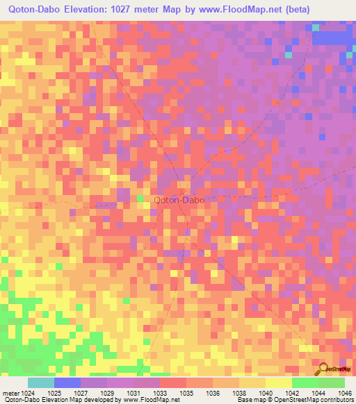 Qoton-Dabo,Somalia Elevation Map