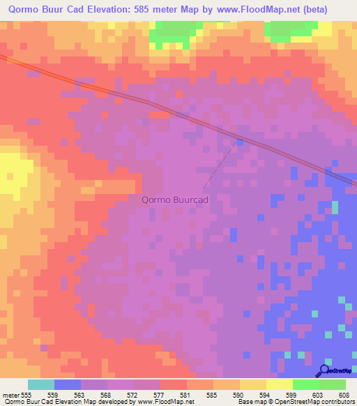 Qormo Buur Cad,Somalia Elevation Map