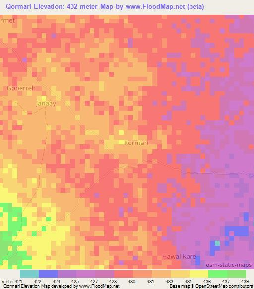 Qormari,Somalia Elevation Map