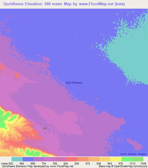 Qoridheere,Somalia Elevation Map