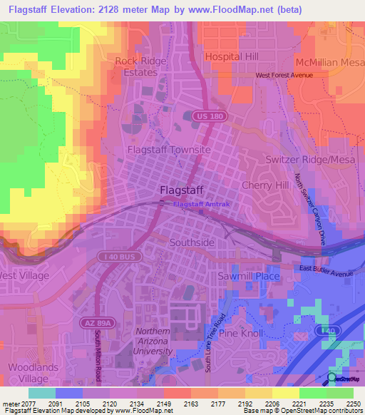 Flagstaff,US Elevation Map