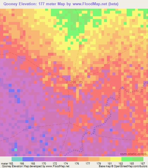 Qooney,Somalia Elevation Map