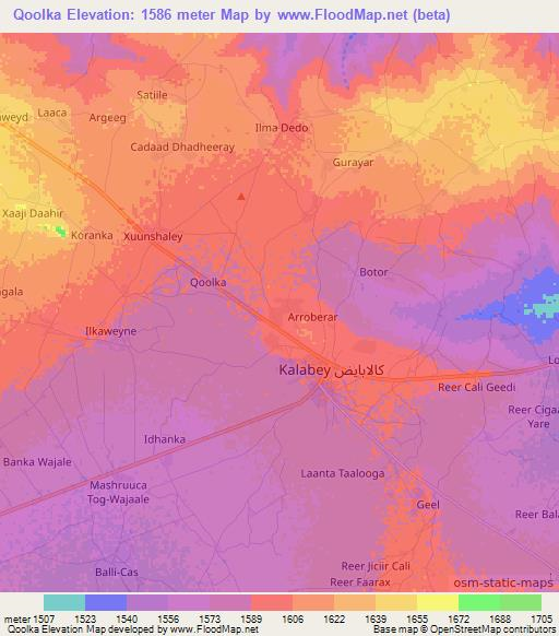 Qoolka,Somalia Elevation Map
