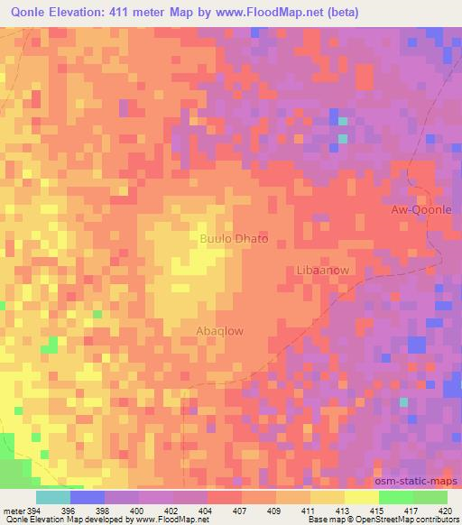 Qonle,Somalia Elevation Map