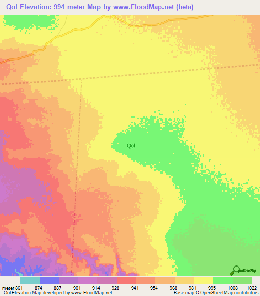 Qol,Somalia Elevation Map