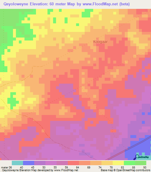 Qeyoloweyne,Somalia Elevation Map