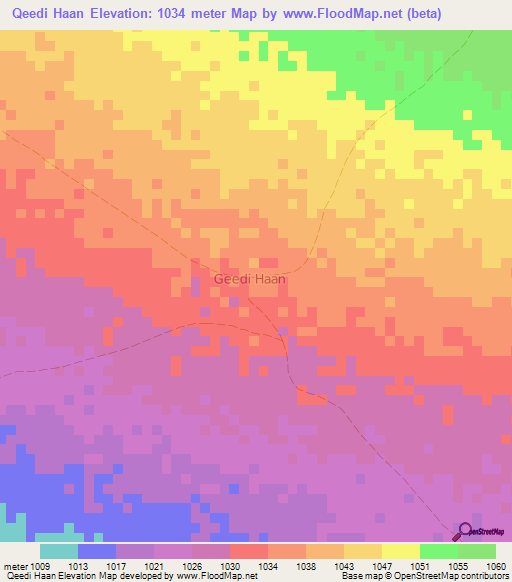 Qeedi Haan,Somalia Elevation Map