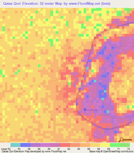 Qataa Qori,Somalia Elevation Map