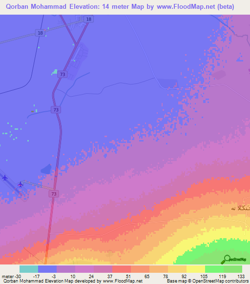 Qorban Mohammad,Iran Elevation Map