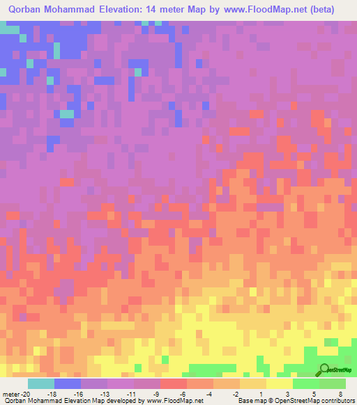 Qorban Mohammad,Iran Elevation Map