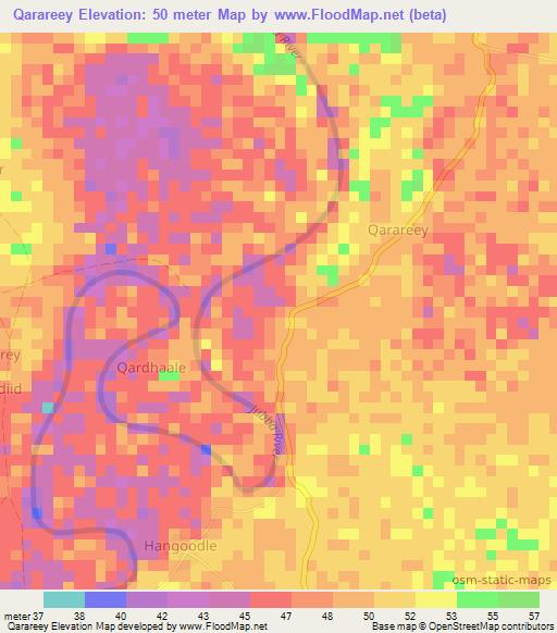Qarareey,Somalia Elevation Map