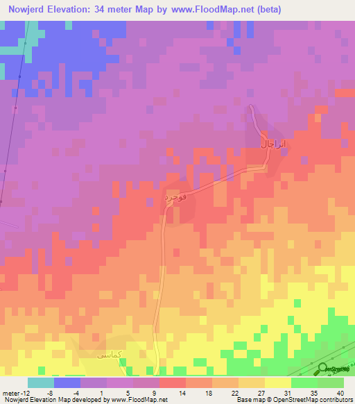 Nowjerd,Iran Elevation Map