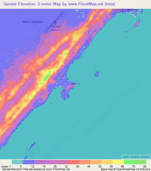 Qandal,Somalia Elevation Map