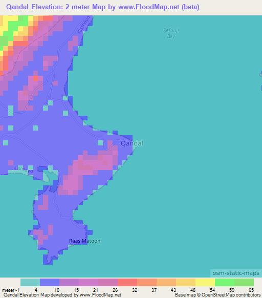 Qandal,Somalia Elevation Map