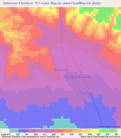 Qalloocan,Somalia Elevation Map