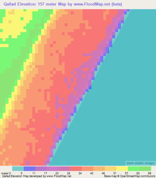 Qallad,Somalia Elevation Map