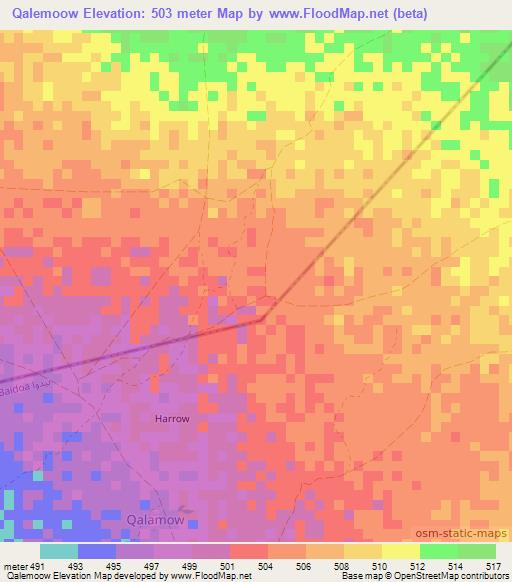 Qalemoow,Somalia Elevation Map