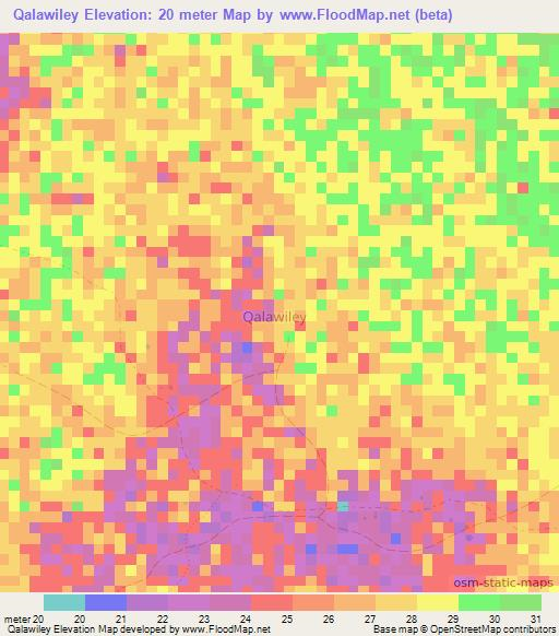 Qalawiley,Somalia Elevation Map