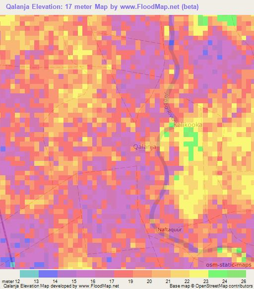 Qalanja,Somalia Elevation Map
