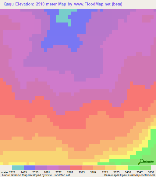 Qaqu,Iran Elevation Map