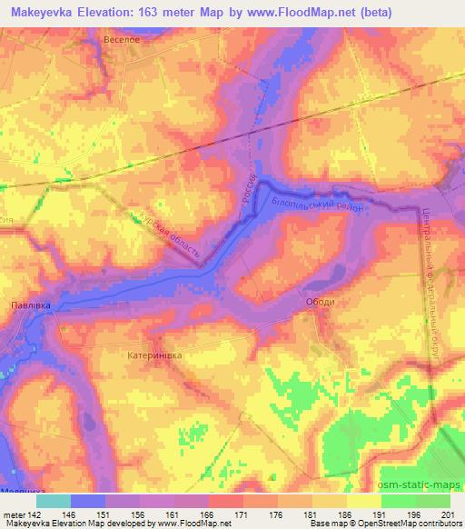 Makeyevka,Ukraine Elevation Map